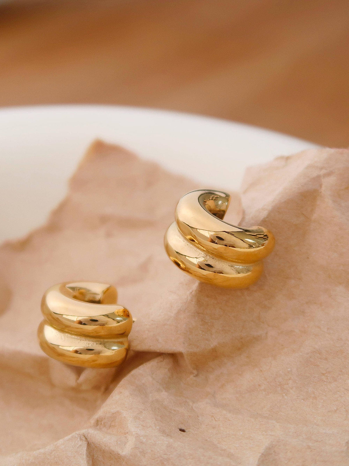Flanerie Emma Non-Tarnish Double C-Hoop Earring