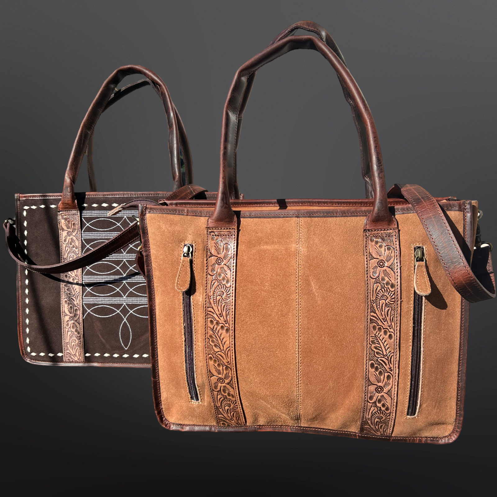 Westrian International Western Boot Stitch Tooled Leather Laptop Bag