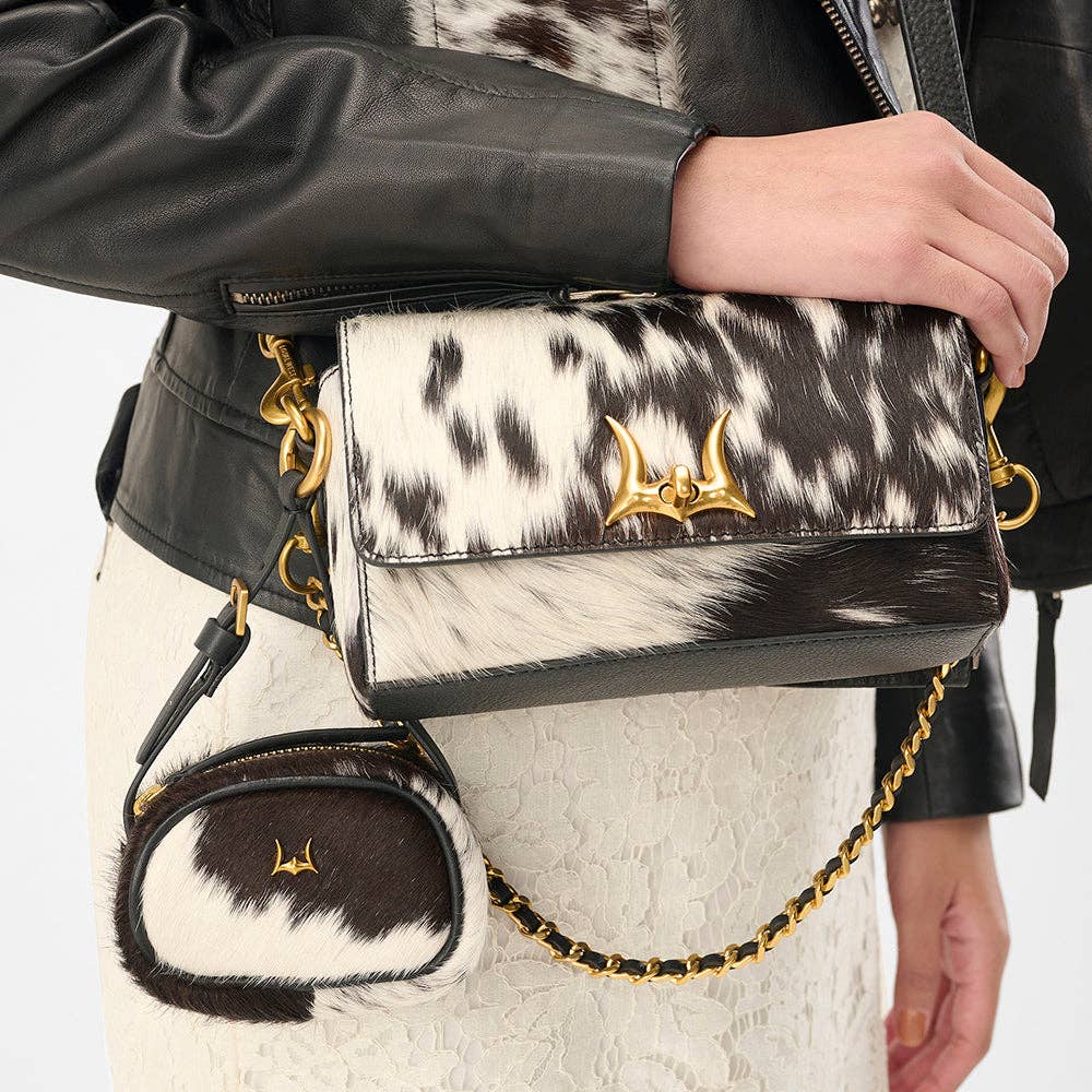 Myra Loyal West Savi Mini Bag In Black & White Cowhide
