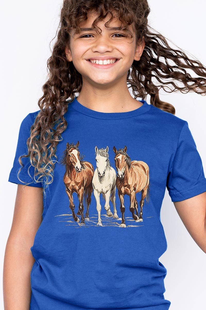 ColorBear Three Horses Western Kids Graphic Tee