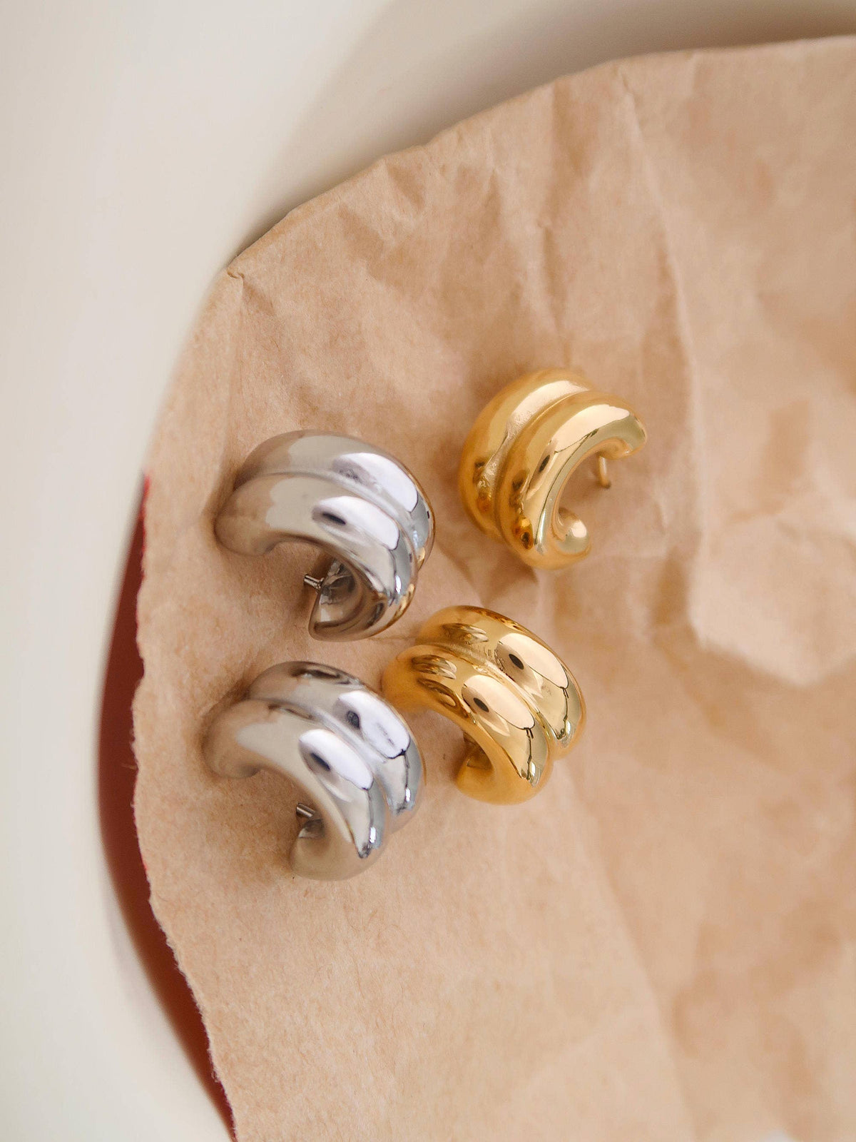 Flanerie Emma Non-Tarnish Double C-Hoop Earring