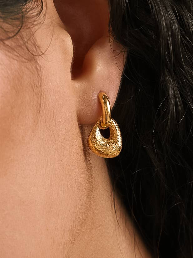 Flanerie Amoret 18K Gold Non-Tarnish Modern Textured Earrings