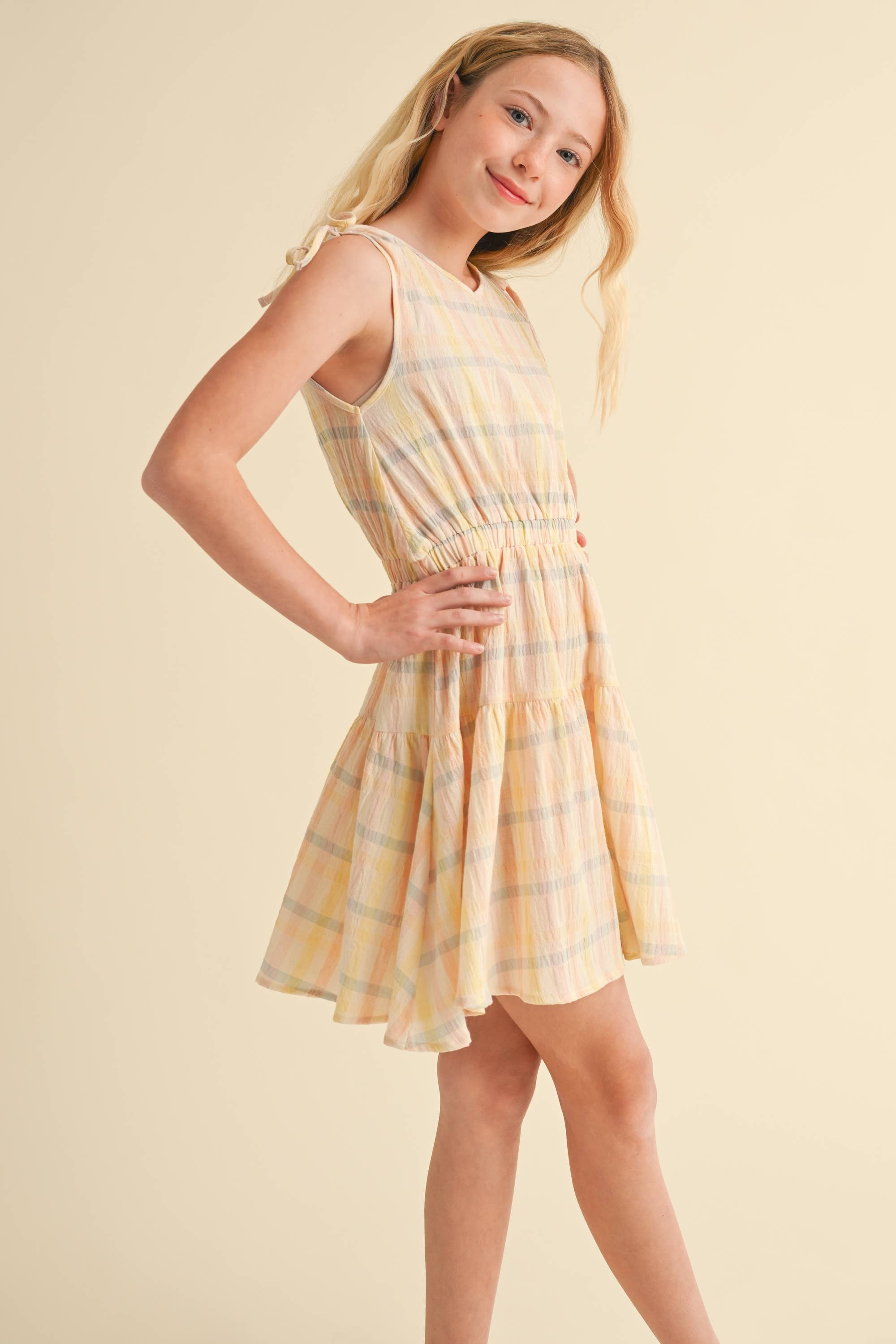 Heart and Arrow Girls Ruched Shoulder Sundress