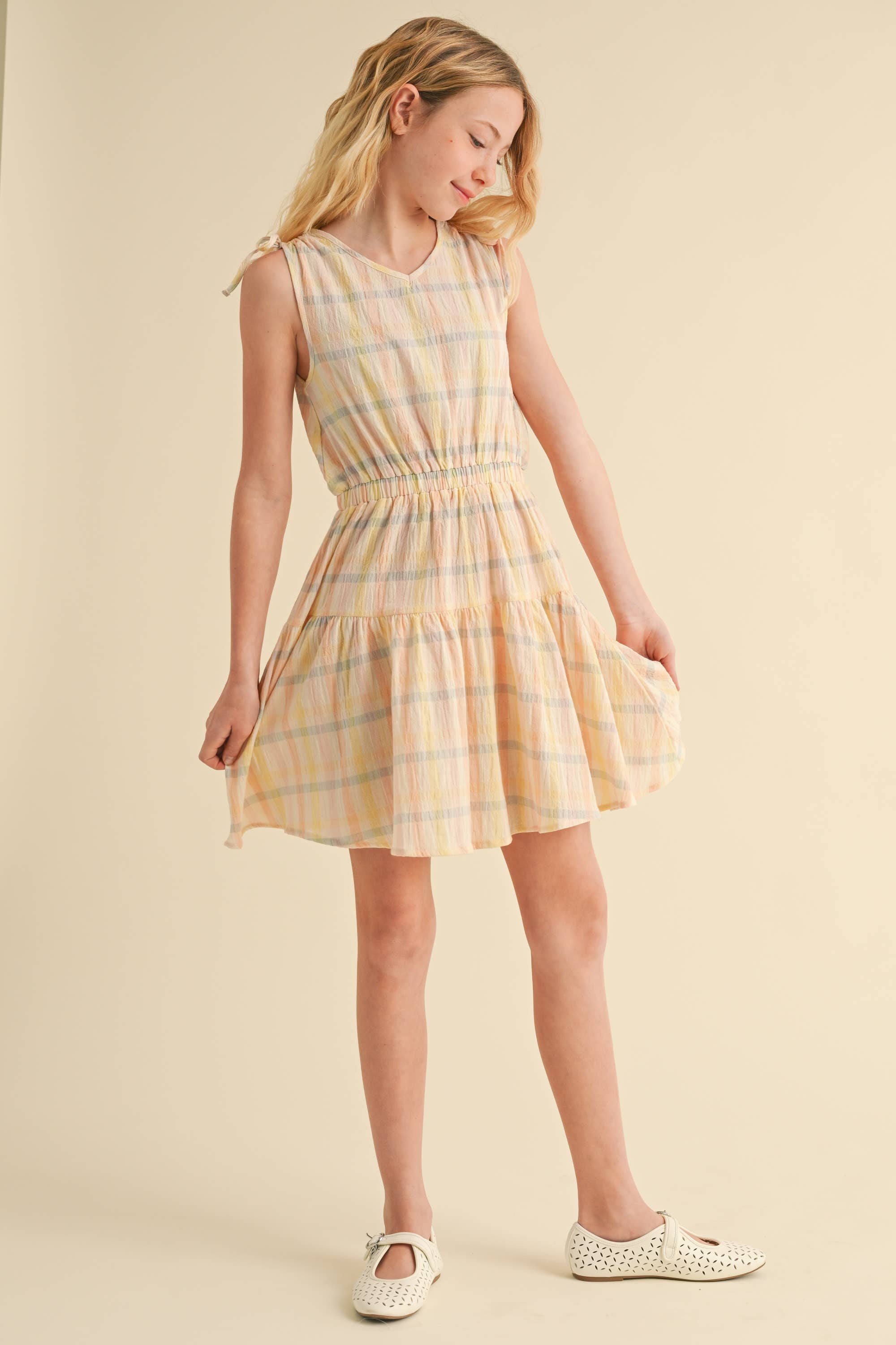 Heart and Arrow Girls Ruched Shoulder Sundress