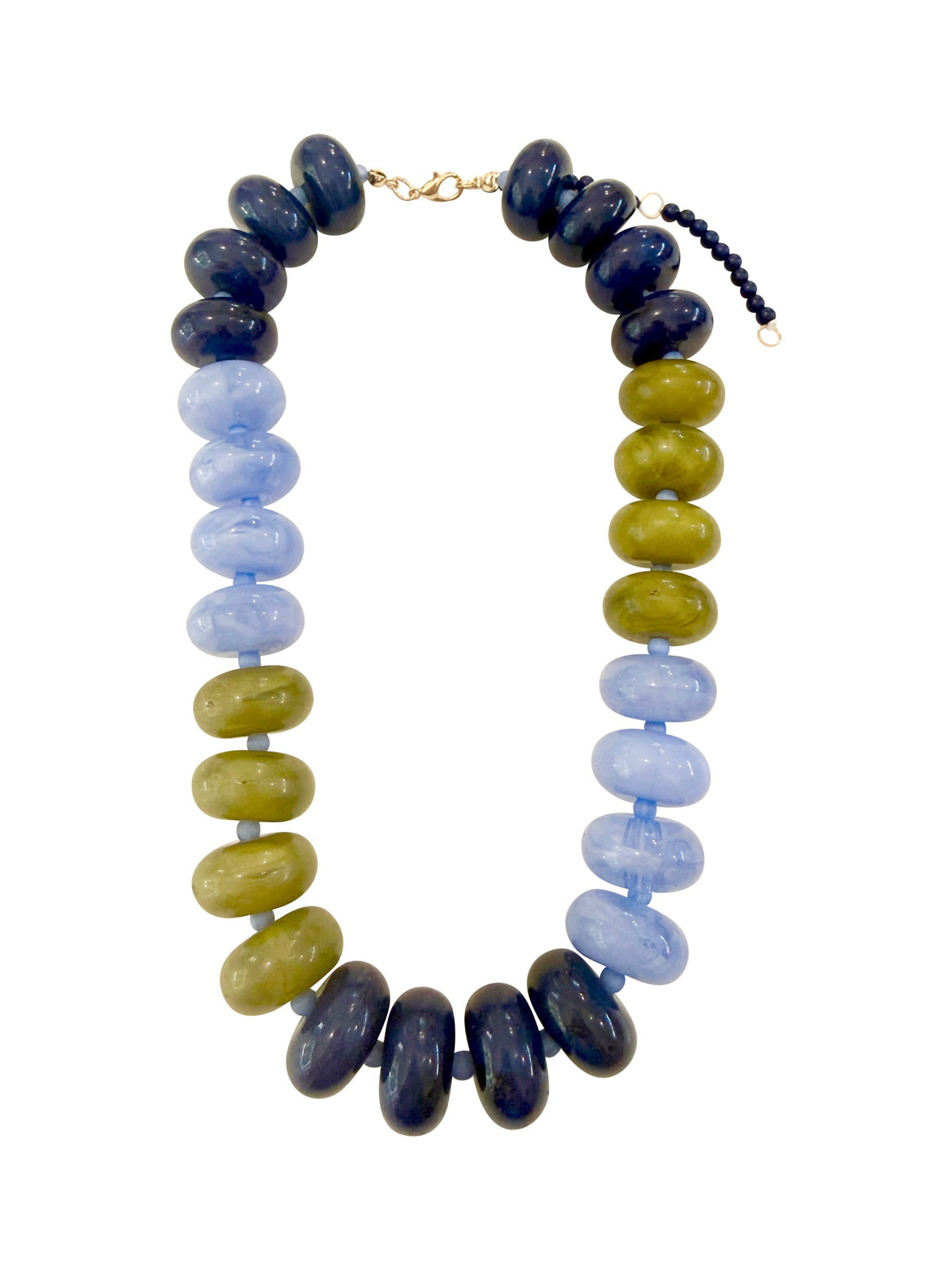 Gemelli Carissa Chunky Beaded Necklace- Light Blue Chartreuse Mix