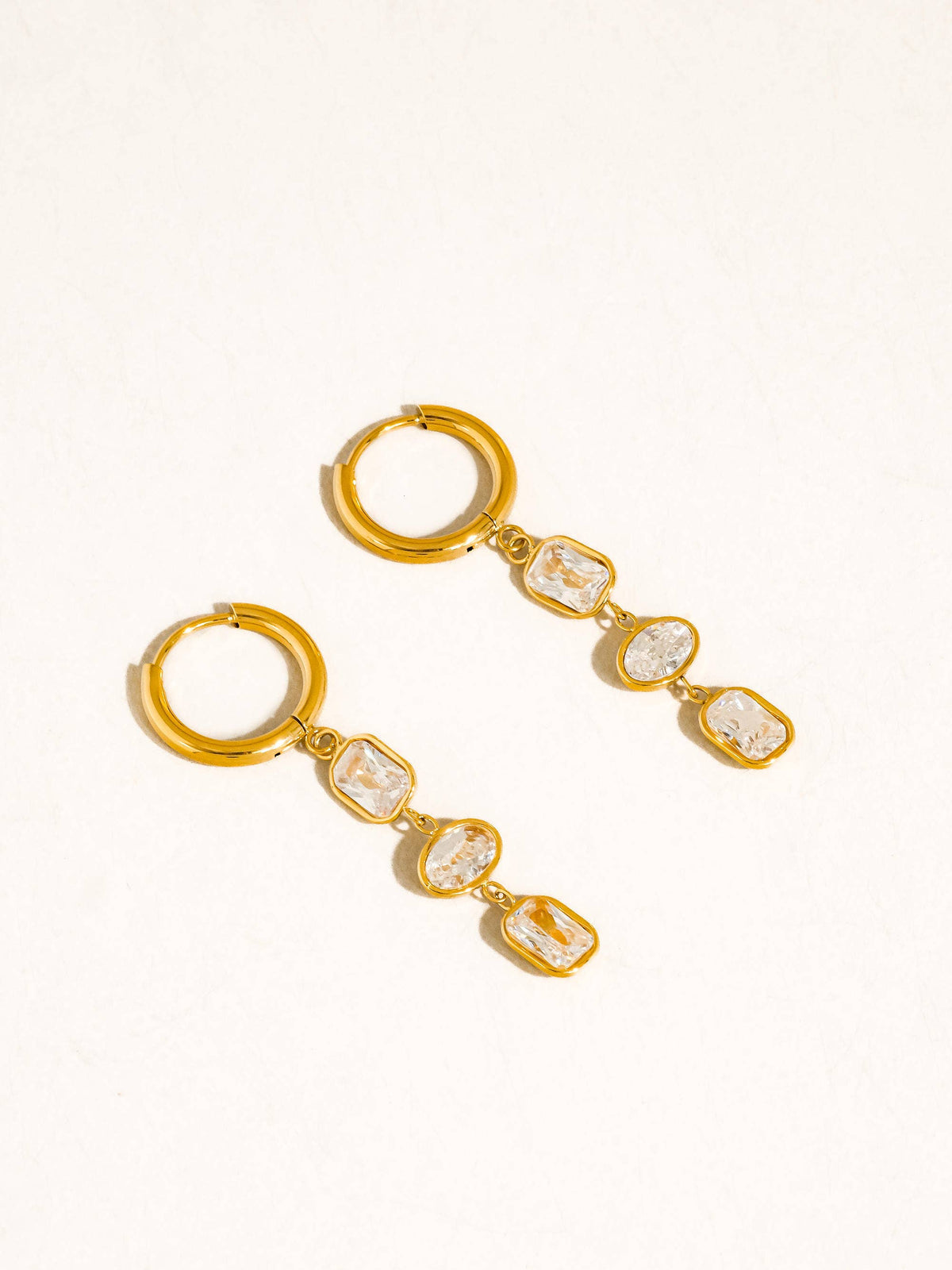 Flanerie Sunniva 18K Gold Non-Tarnish CZ Triple Drop Earrings