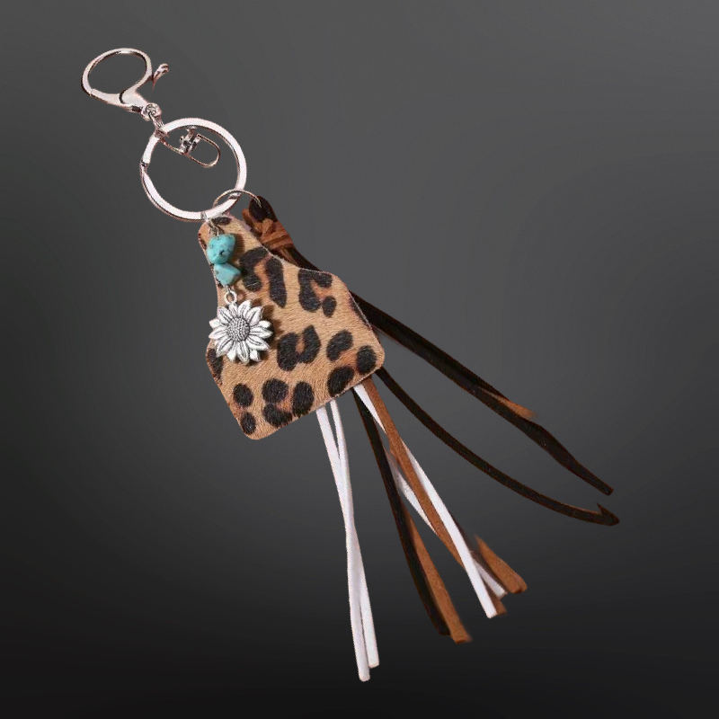 Westrian International Cow Tag Tassel Vegan Leather Keychain