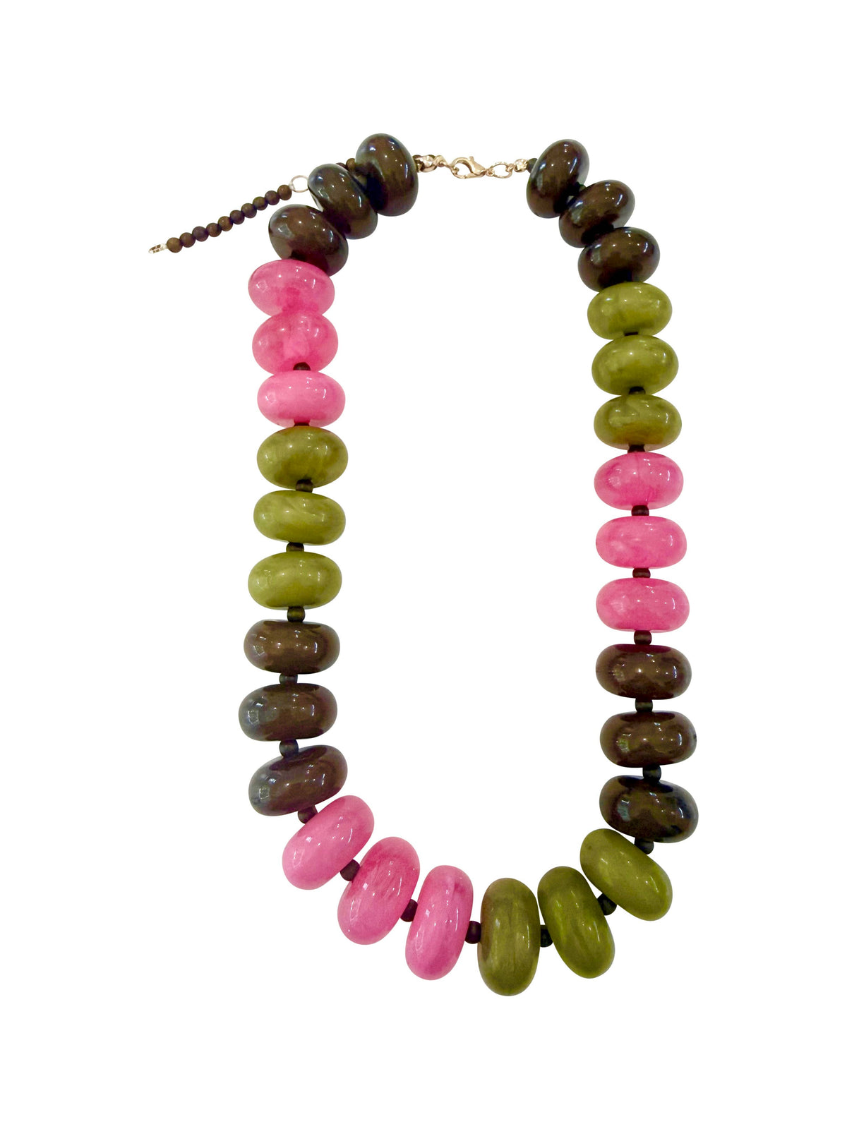 Gemelli Carissa Chunky Beaded Necklace- Pink Brown Mix