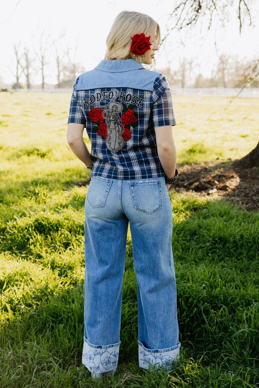 Rodeo Quincy Rowdy Rose Cuff Jeans