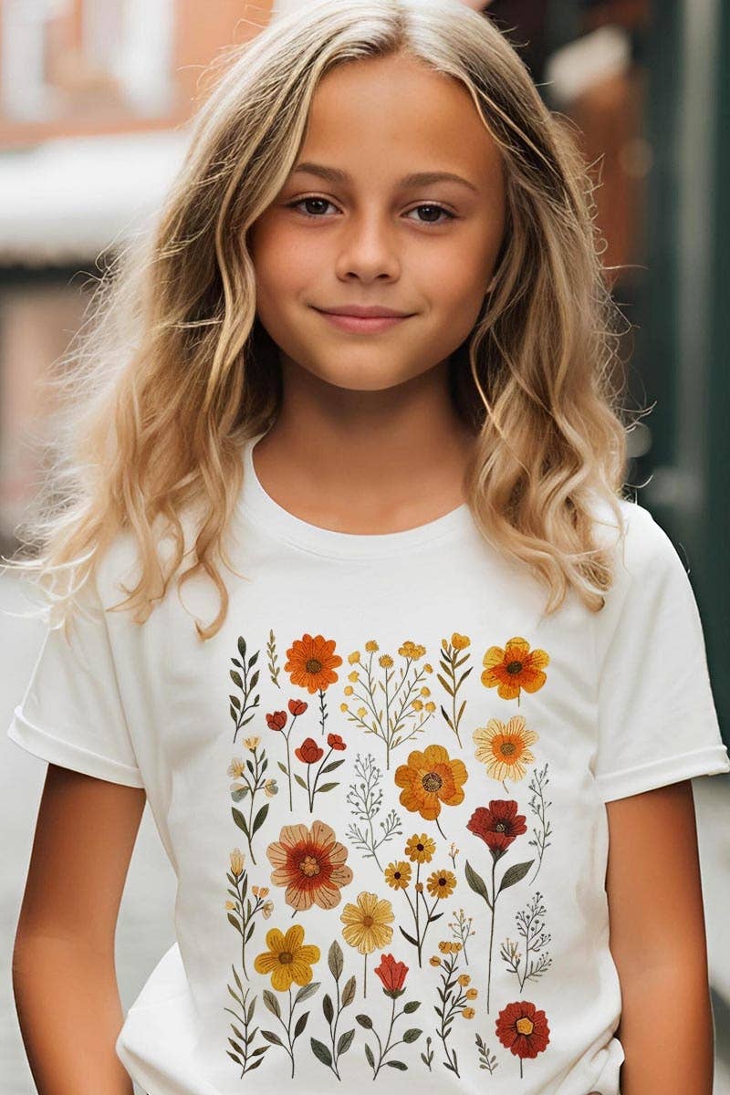 Colorbear Retro Pressed Wildflowers Kids Graphic Tee