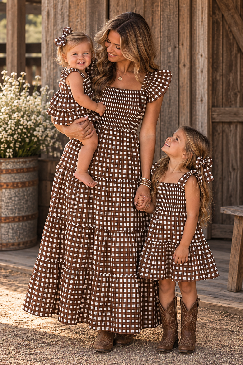 Lilbelle Lil Maxi Dress- Gingham Chocolate