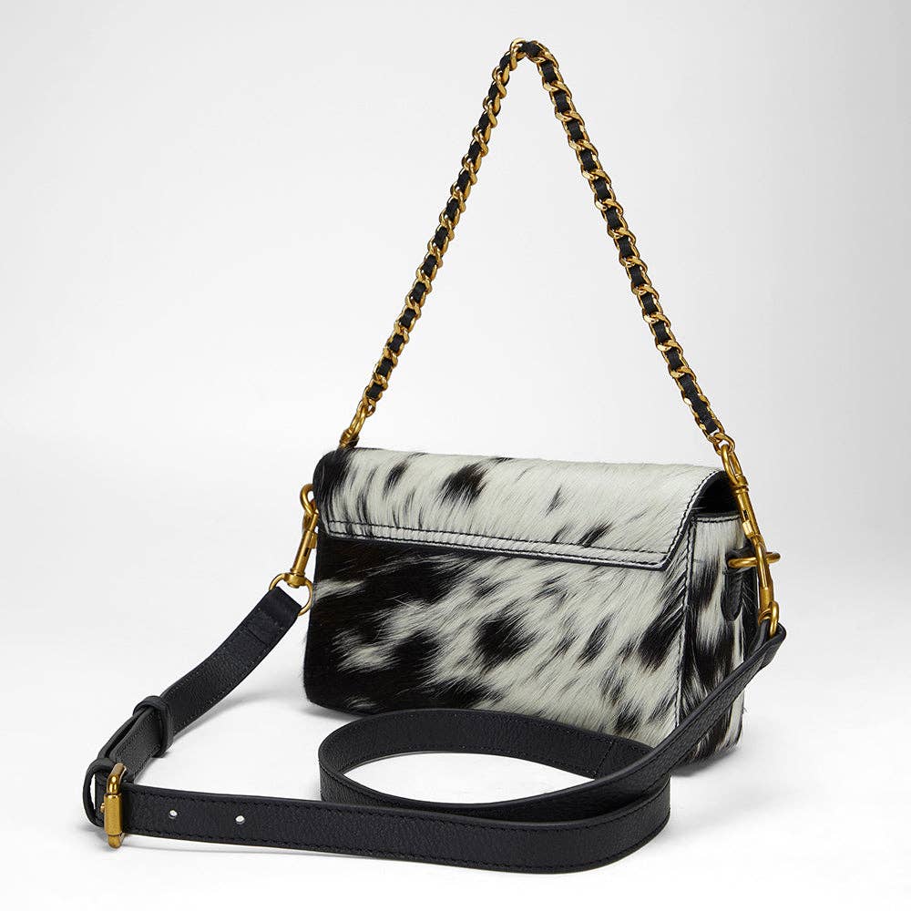 Myra Loyal West Savi Mini Bag In Black & White Cowhide