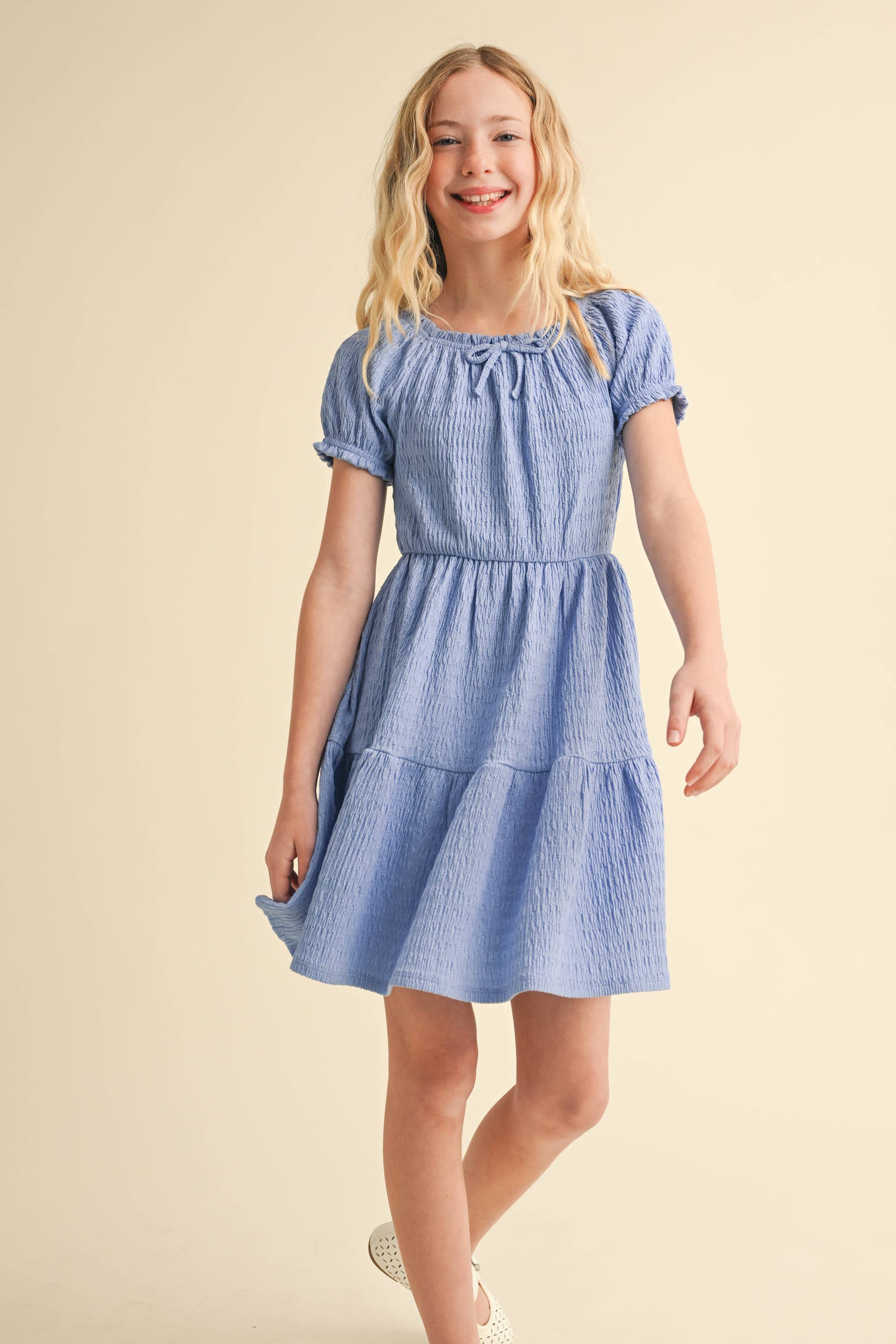Heart and Arrow Girls Puff Sleeve Tired Dress