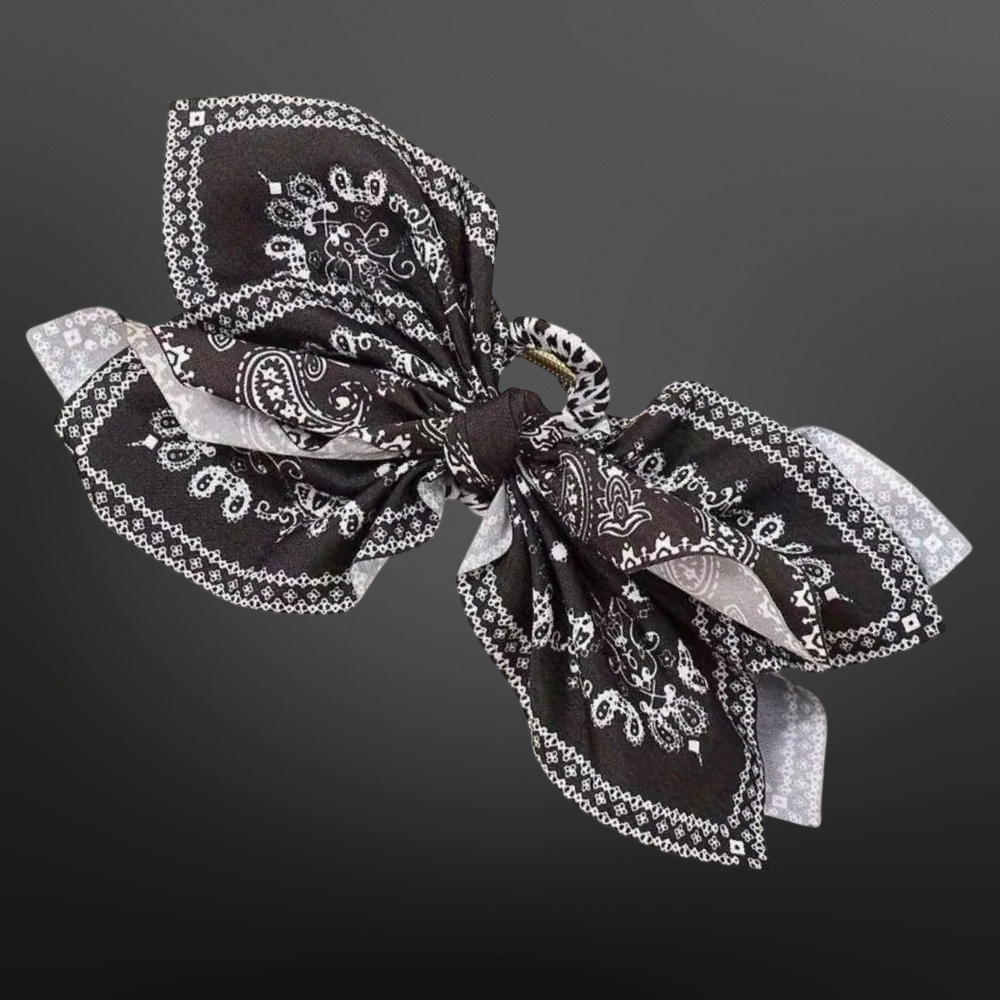 Westrian International Western Paisley Claw Clip Hair Bow Bandana Print