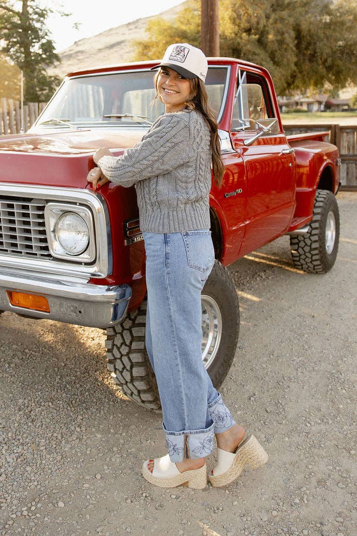 Rodeo Quincy Rowdy Rose Cuff Jeans