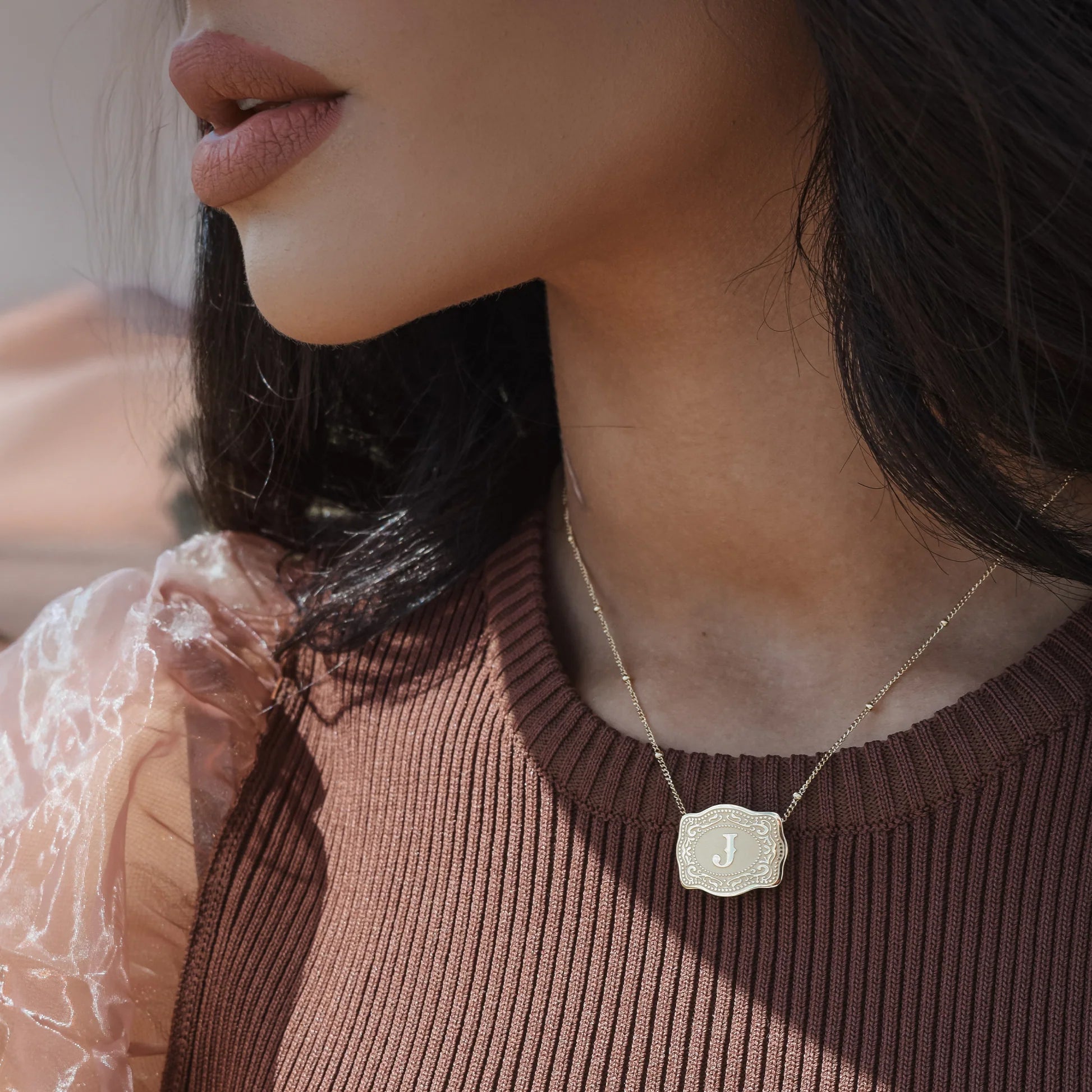 SpurWest Mini Belt Buckle Necklace (Initial) Gold (16"+2" Extender)