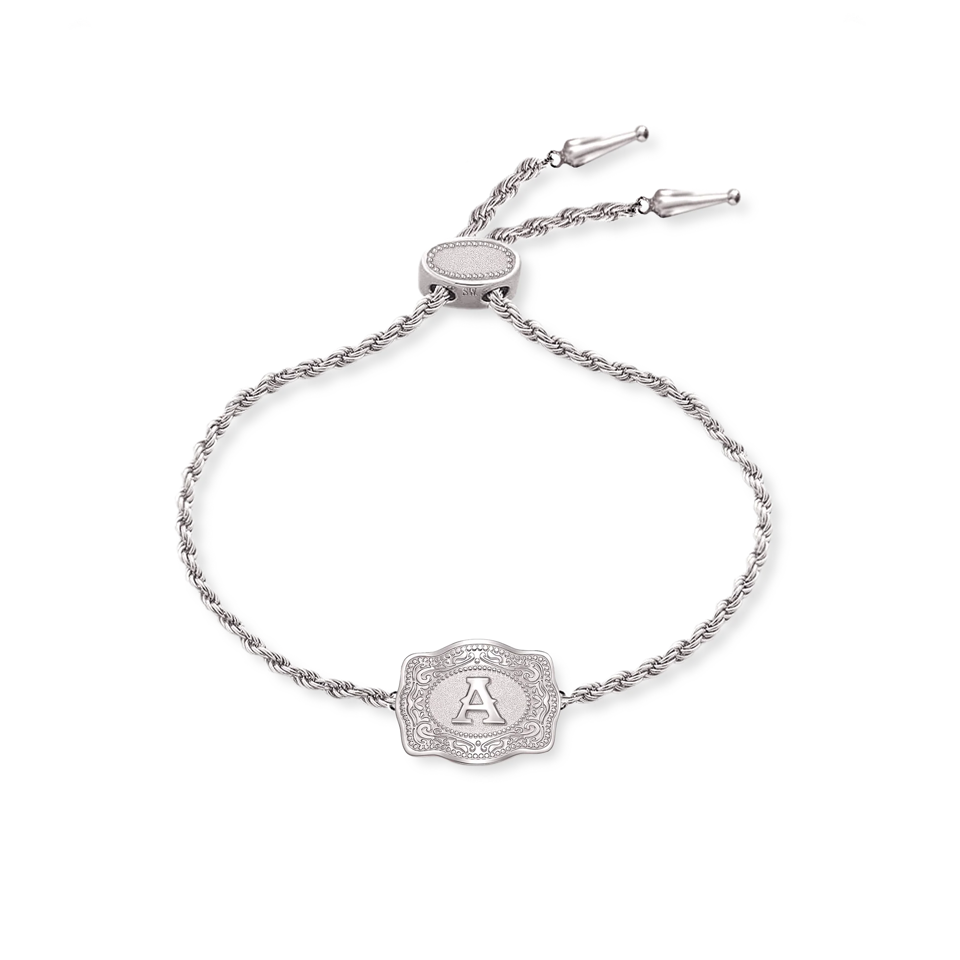 SpurWest Mini Belt Buckle Bracelet (Initial) Silver